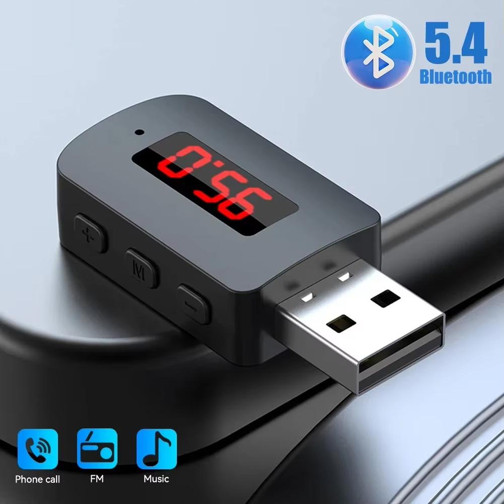 USB Bluetooth 5.4 FM Transmitter With Mic Handsfree Call Car Kit Auto LED Display Audio Music Receiver For FM Radio
