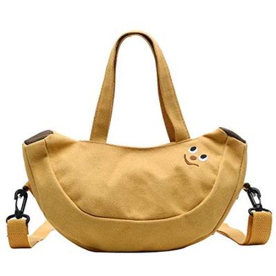 Moeruruya Banana-Shaped Canvas Tote Bag, Cute Handbag, Canvas Bag, Women's Shoulder Bag, Large Capacity, Casual Mini Tote Bag, #YellowBanana