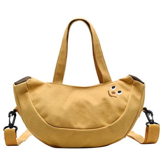 

Moeruruya Banana-Shaped Canvas Tote Bag, Cute Handbag, Canvas Bag, Women s Shoulder Bag, Large Capacity, Casual Mini Tote Bag, #YellowBanana