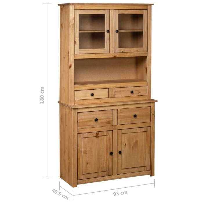 High Sideboard In Solid Pine Wood - vidaXL - Panama Range - Door(s) and Drawer(s) - Lacquered - Country Style