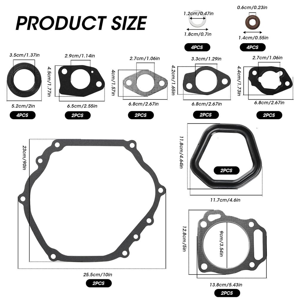 Predator 420 Head Gasket Kit, Non-Hemi Carb Valve Cover Gasket Set Compatible with Predator 389cc 390cc 420cc Honda Clone GX390 Small Engine Power