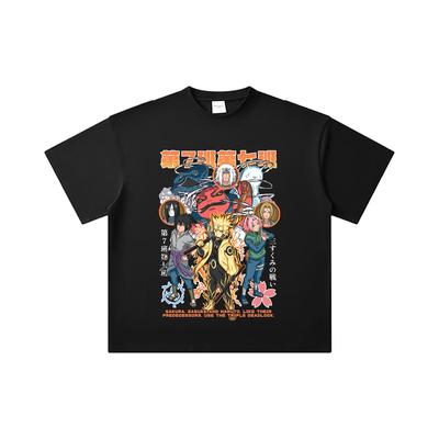 260 GSM Double Yarn 32 Count 100% Cotton Naruto V6 Print Unisex Heavy Cotton T Shirt
