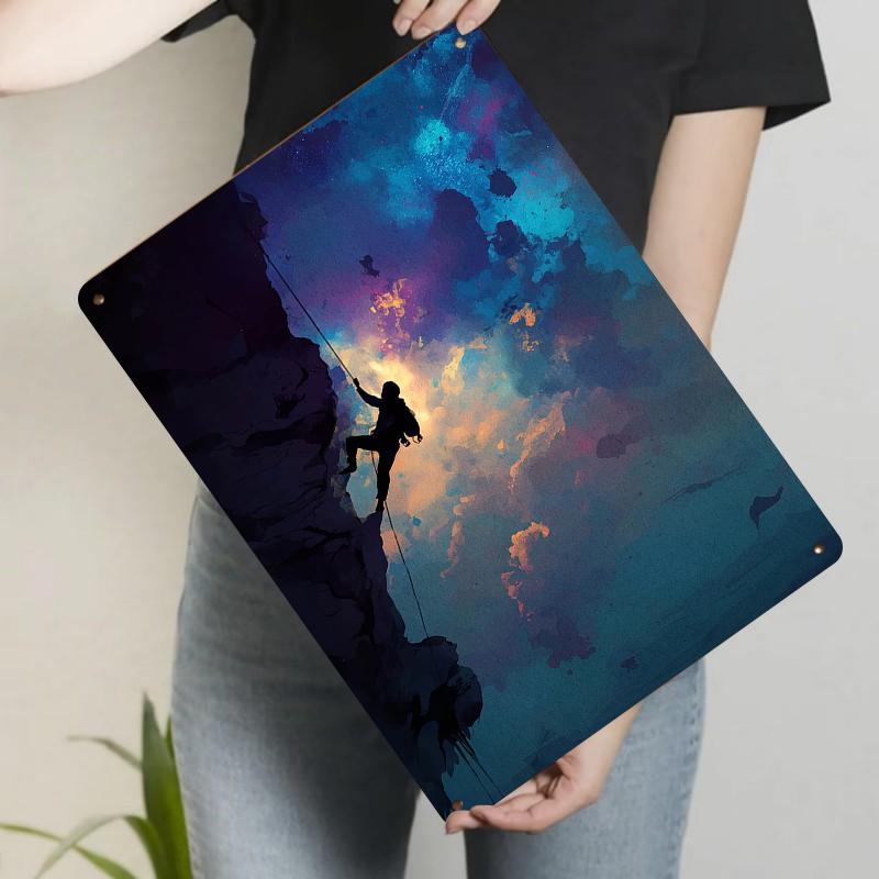 

Starry Sky Climber Silhouette Metal Wall Art Modern Home Decor Living RoomWall Hanging Gift 20x30cm（7.8x11.8inch）