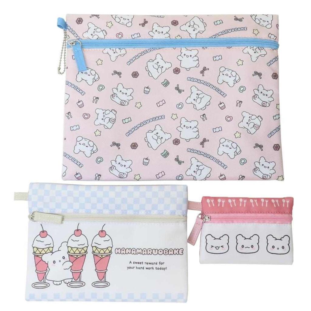 Marimo Craft Sanrio Hanamaru Obake Pastel POP Series Triple Pouch W270 x H210mm W190 x H140mm W110 x H80mm [L] Approx. / [M] Approx. / [S] Approx.