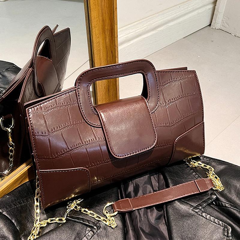 Luxury Clutch Bag Retro Women's Bag Stone Pattern PU Leather Crossbody Bag Female Flap Handbag Shoulder Bag Simple Sac A Main