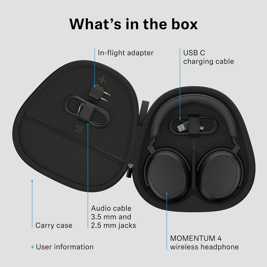 Sennheiser MOMENTUM 4 Wireless Wireless Noise Cancelling Headphones Bluetooth Headset for Clear Adaptive Noise Battery Dedicated Charging - Calls,