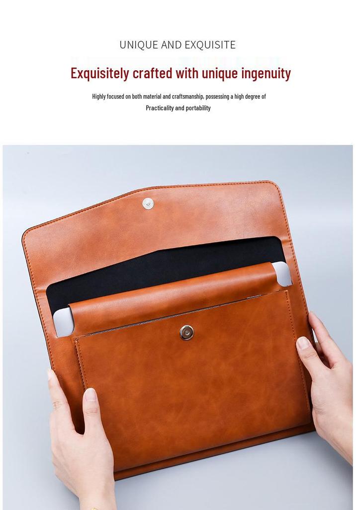 A4 Doppel-Schicht Große Kapazität Dokumenten- und Laptop-Leder-Schutz-Tasche