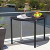 Balkontisch, Gartentisch, Gartenmöbel, Halbrund, Polyrattan, Metall, Schwarz, 100 x 50 x 74 cm