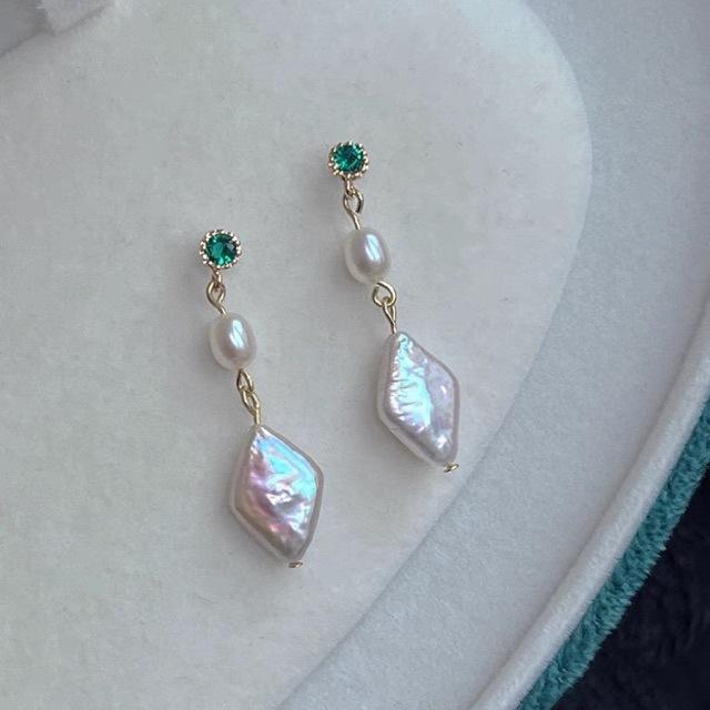 Натуральные ромбовидные барочные жемчужные маленькие серьги натуральные уникальные маленькие неправильной формы серьги женские ретро пусеты Silver needle