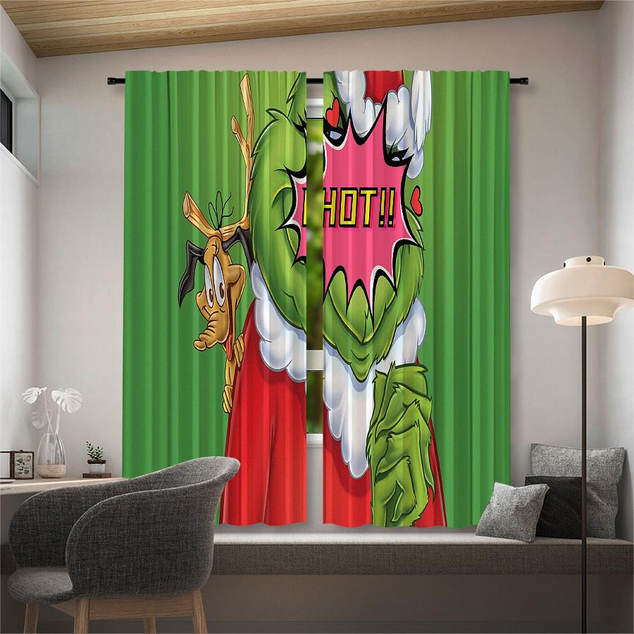 Cortinas con Estampado de Papá Noel, Cortinas de Bolsillo para Barra, Decoraciones de Navidad, Decoraciones para el Hogar, Decoraciones para Habitaciones