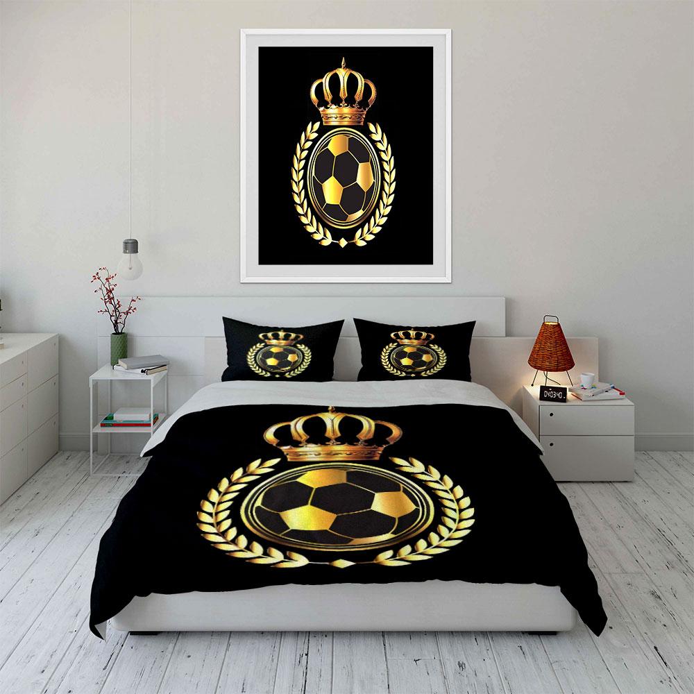 Golden crown, soccer ball. Bedding sets Duvet cover sets Duvet covers Pillowcases(1*Duvet Cover 2*Pillowcases without duvet insert)