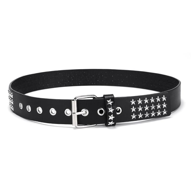 Cintura Punk Personalizzata Borchiata con Motivo a Stella per Donna Accessori Jeans alla Moda Versatile Cintura da Studente
