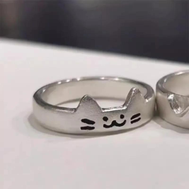1/2pcs New Lovely Cat Dog Animal Couple Ring for Couple Handmade Opening Adjustable Rings Valentine's Day Rings Fashion Jewelry