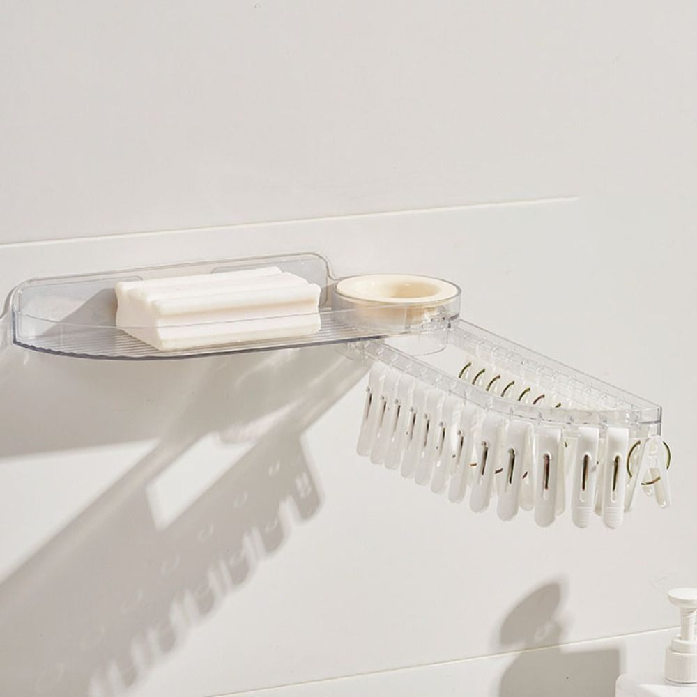 Wall-mounted Clothes Hanger Clip Collector Foldable Finishing Rack Convenient Storage Rack  Laundry
