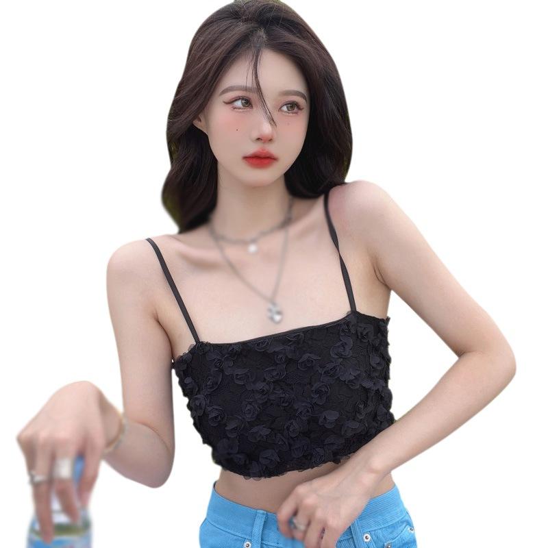 

Женский кружевной жилет без рукавов на тонких бретельках с 3D-цветочным принтом