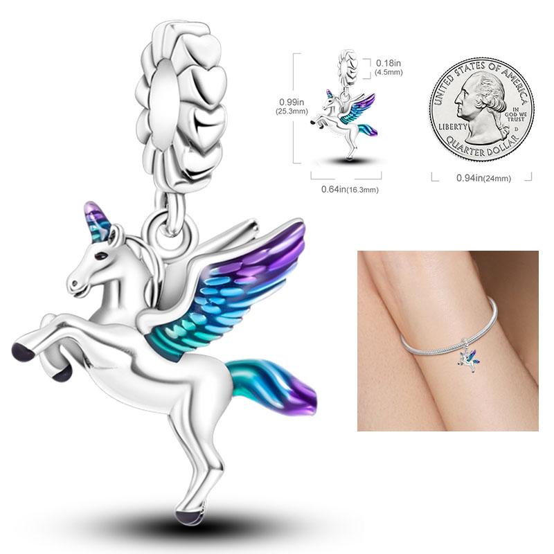 Copper Charms Penguin Unicorn Carousel Pendants Fit Original Pan Bracelet Beads Diy For Jewelry Making