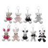 Faux Pearl Bear Rabbit Keychain Pendant Handmade Braided Lightweight Charm Key Chain Backpack Bag Accessory