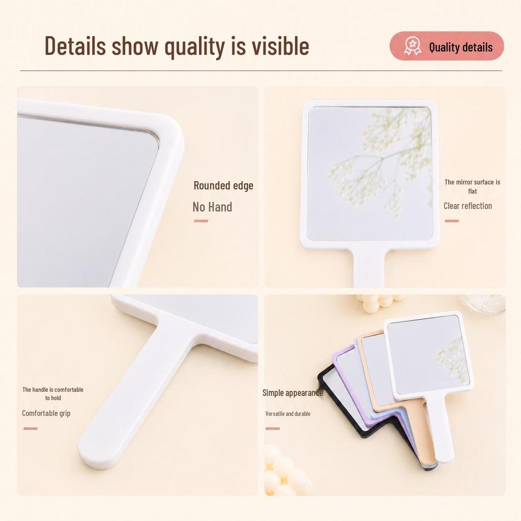 Customizable Single-Sided Handheld Makeup Mirror with Handle