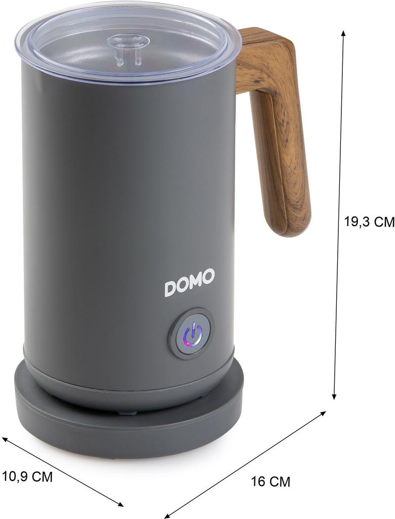 Mousseur à lait - DOMO - DO745MF - 500 W - Socle 360° - 150 ml - Gris / Bois