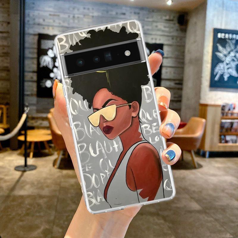 

Fashion Black Girl Phone Case Cover for Google Pixel 8 7 6 5 4 4XL Shockproof Silicone 7A 6A 5A 4A 3A 3AXLPro Transparent Shell Pixel 6