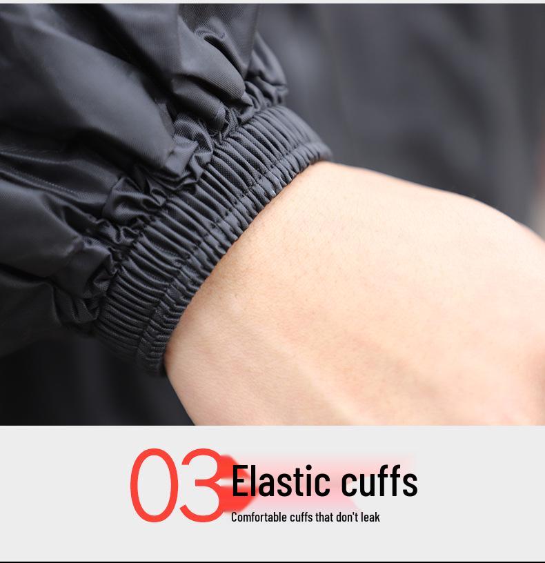 Men's Black Reflective Full-Body Raincoat and Pants Set for Motorcycle Riding