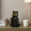Reading Animal Figurine Retro Owl Rabbit Raccoon Reading Book Statue with Glow in The Dark Glasses for Bookshelf Desktop Home Decor
