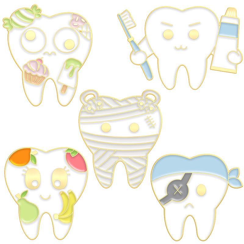 Zdrowie Jamy Ustnej Zębów Emaliowane Przypinki Plomba Bandaż Szczoteczka do Zębów Pasta do Zębów Dentysta Broszka Klapowa Plecak Odznaka Biżuteria Prezenty dla Przyjaciół