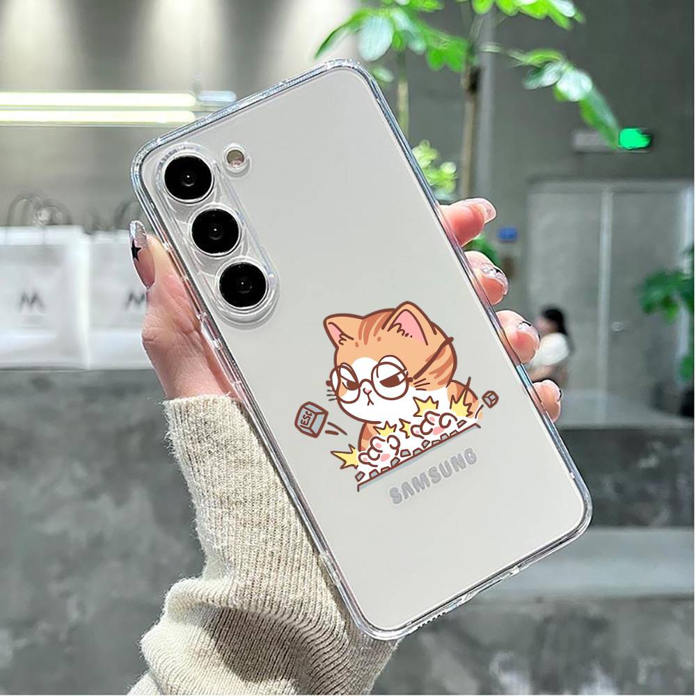 Cartoon Cat Meow Phone Case Transparent Silicone Soft For Samsung GalaxyA10,12,13,20,21s,22,31,32,52,71,72,73