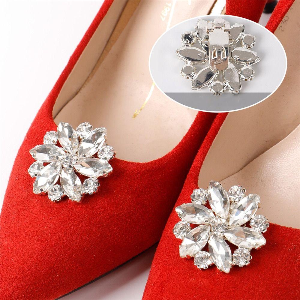 2pcs Women Lady Rhinestones Crystal Bride Shoes Charm Buckle Charms Jewelry Shoe Clip Shoes Decorations