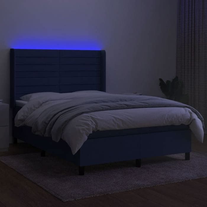 VidaXL Slatted Bed Base with Mattress and LED, Upholstered Bed, Double Bed, Adult Bed for Interior Bedroom, 3138403