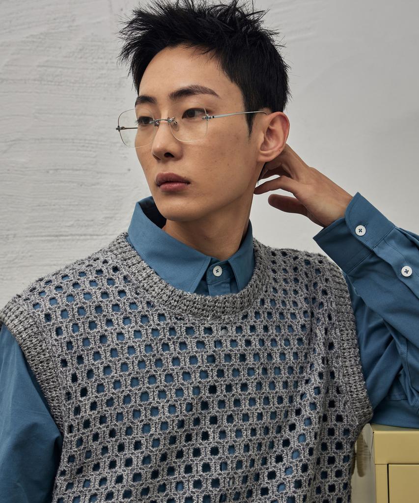 Eyeunderstand Mixed Knit Vest (Gray)