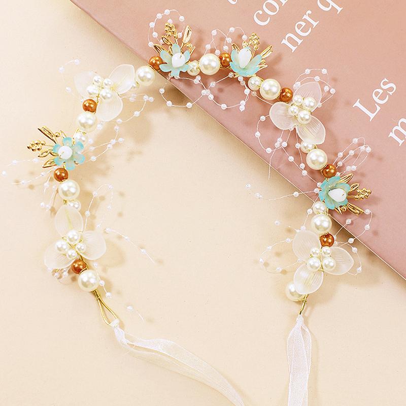 Hair Jewelry Children Gifts Spring Bohemian Girls Bridal Pearl Hair Headdress Flower Wreath Bride Garland Head Hoop Headbands