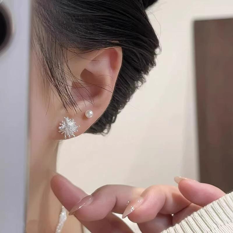 Silver Needle Pearl Earrings Set - Luxury Style, Elegant and Simple Earrings for The Earlobe