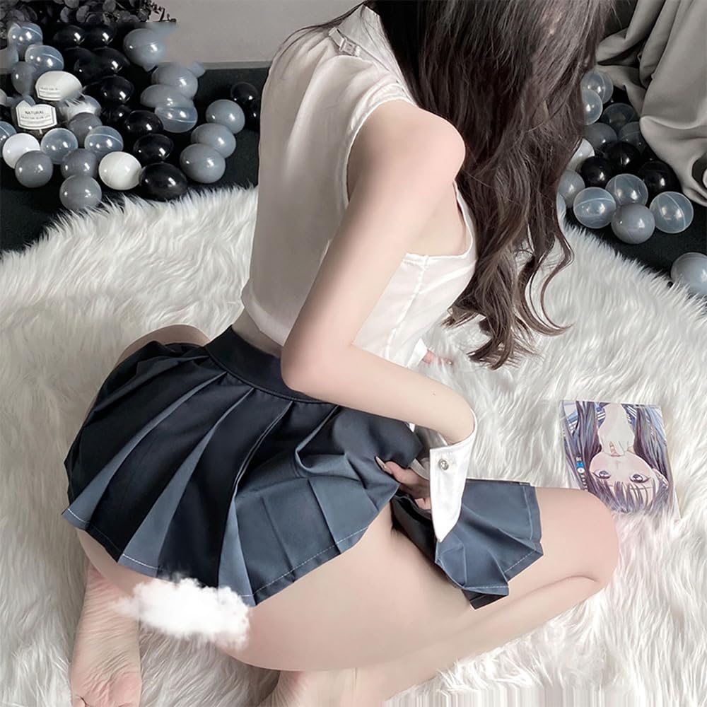 Sailor Sexy High School Pleated One Size [YAISHN] Uniform, Cosplay, See-through, See-through, Extreme, Erotic, Cute, Uniform, Gray, Ladies,