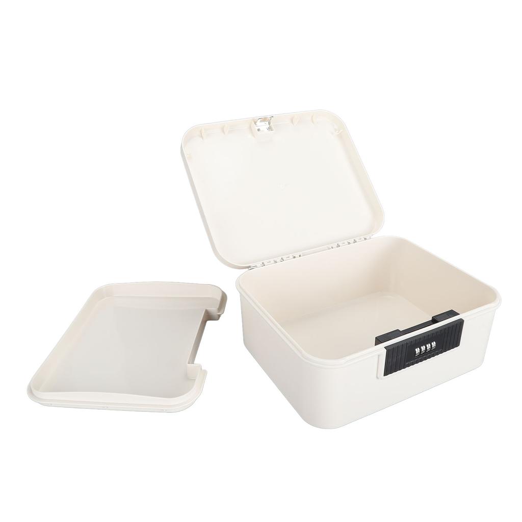 Lockable Box Lockbox 9L Capacity Lockable Storage Trunk for Files Document Organizer Double Layer Password Storage Locking Box