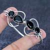 Black Spinel Gemstone 925 Sterling Silver Cuff Bangle Adjustable