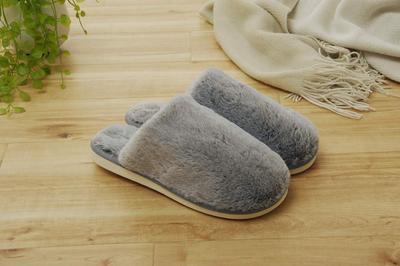IKEHIKO Women's Room Slippers, Gray, Medium, Approx. 22-25cm, Fluffy and Warm for Indoor Use, Fall/Winter #7320539