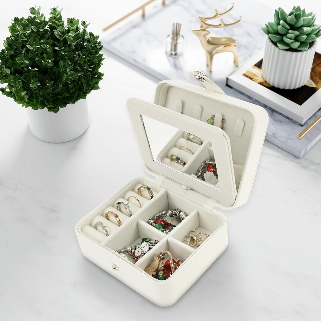 Portable Jewelry Storage Box Mini Travel Jewelry Box Sqaure Jewelry Storage Case Earrings Necklace Ring Organizer Display