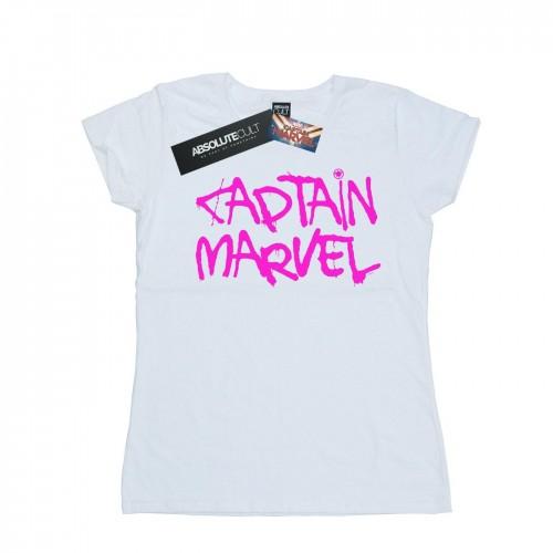 

Marvel Womens/Ladies Captain Marvel Spray Text Cotton T-Shirt білий