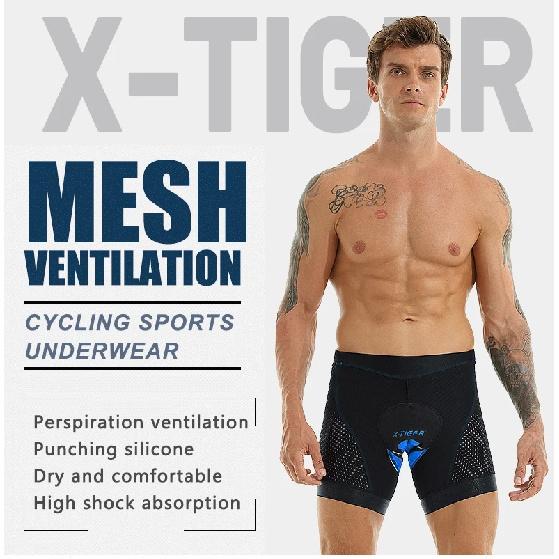X-TIGER Herren Radunterwäsche Shorts 5D Gepolstertes Gel MTB Radhose Anti-Rutsch Beinabschluss Atmungsaktives Netz Radunterwäsche