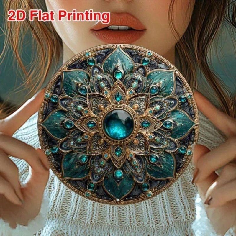 Tin Sign Wall Art Mandala Bohemia Blue Gold Kitchen Decor Metal Poster