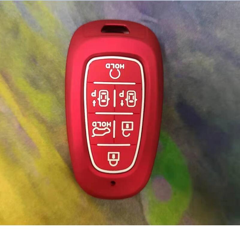 Carbon Fiber Abs +Silicone Car Key Fob Case Cover For Hyundai Solaris Sonata Hybrid Nexo Nx4 New Grand Santa Fe Tucson