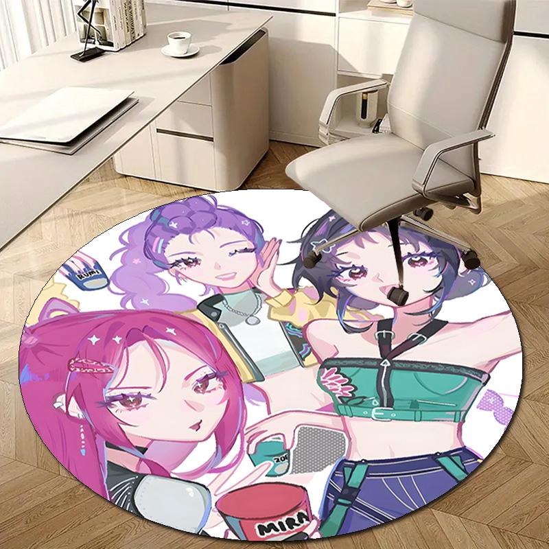 1pc KPop Demon Hunters3 Design Printed Area Round Carpet for Bedroom Living Room Home Decor Rugs Mat Non Slip Mat Rug for Bedside