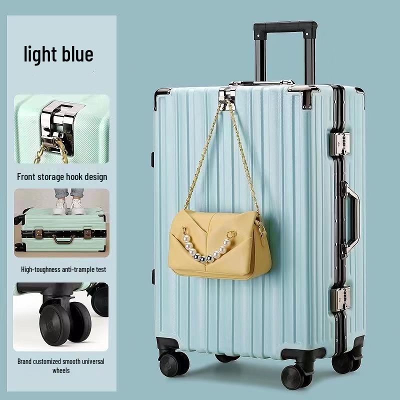 24-Inch Women's Silent Wheeled Suitcase: Durable Aluminum Frame, Large Capacity, Carry-On with Password Lock