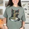 Funny Tortoiseshell Cat Eating Ramen Noodles T-Shirt, Comfort Colors Tortie Cat Lover Tee, Foodie Tee, Funny Ramen Lover Tee, Gift for Her