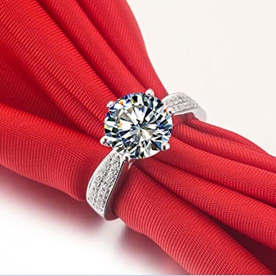 Engagement Ring Star Queen Luxury Genuine Silver NSCD Diamond Wedding Ring Women Anniversary Jewelry [THREE MAN]