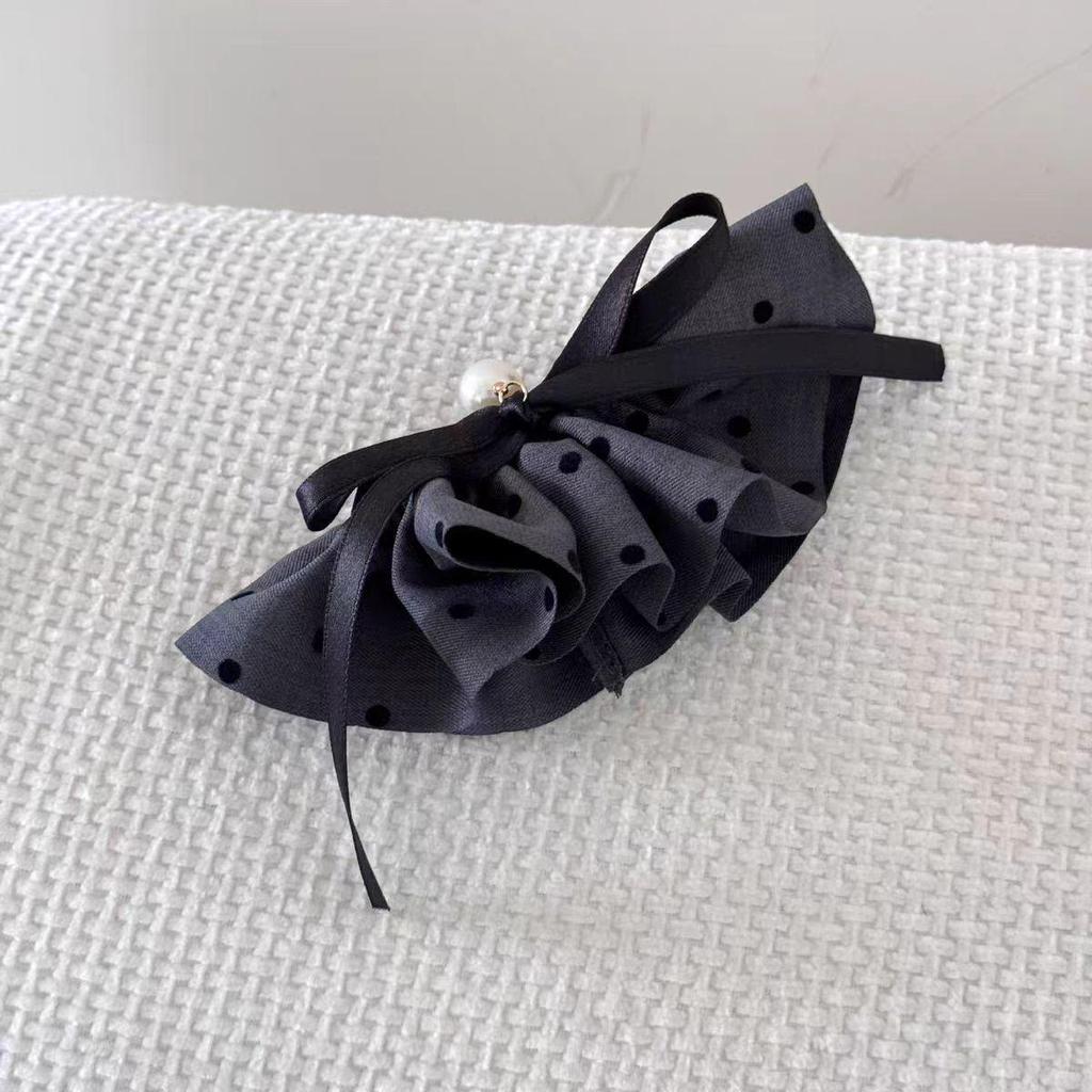 Korean Polka Dot Bow Hair Clip - Elegant French Spring Headwear for Women