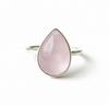 Rose Quartz Pear Cut Gemstone Ring, Solid 925 Sterling Silver, Minimalist Everyday Ring for Women