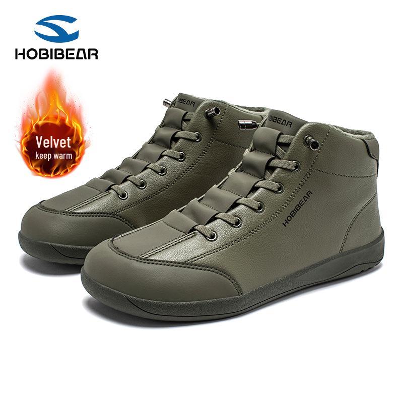 HOBIBEAR Зимние повседневные уличные ботинки-слипоны с флисовой подкладкой, средней высоты, с широким носком Size 46