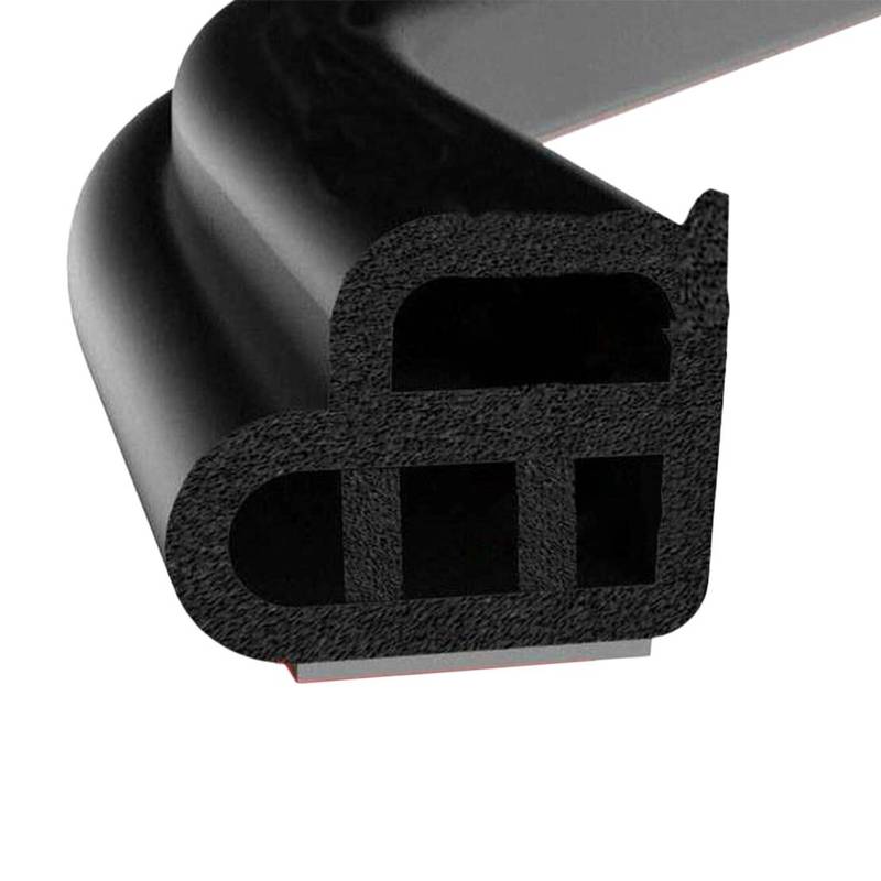 

5m 16ft 4 Holes Car Door Trunk Edge Seal Strip Rubber Weather Moulding Trim Double Layer Universal чорний